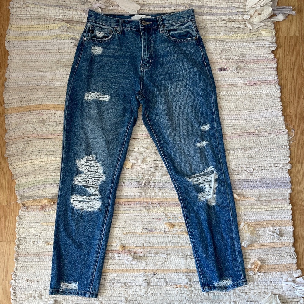 KanCan High Rise Distressed Skinny Blue Denim Jeans Size 5/26